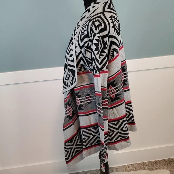 Aztec Print Waterfall Cardigan Small Cotton - Picture 2 of 10